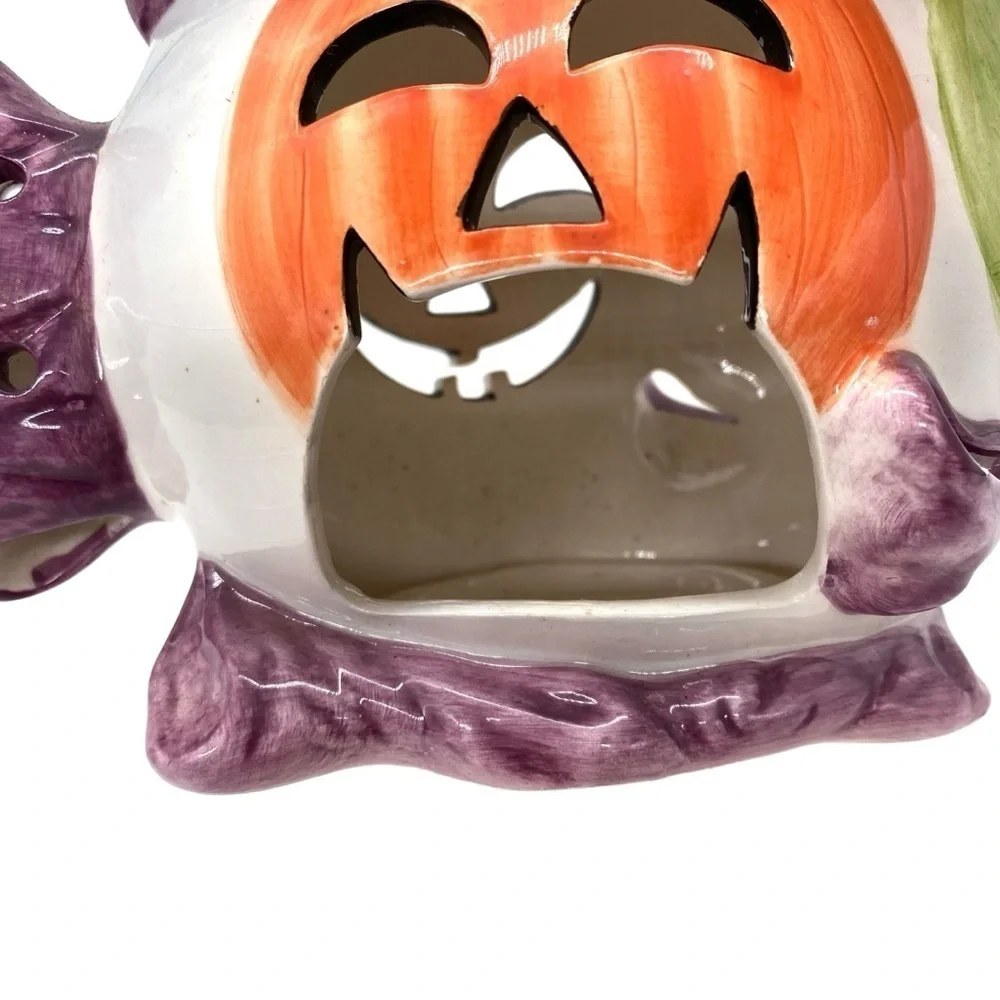 Halloween Ceramic Fish Candle Tea Light Luminary Pumpkin AppleTree Designs
